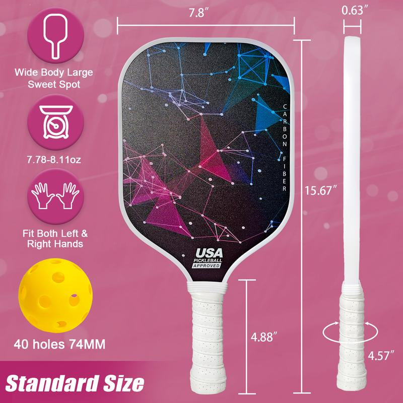 Pickleball Paddles, 2 Pickleball Paddles, USAPA Approved, Fiberglass, Carbon Fiber Pickleball Racket with 4 Indoor Outdoor Pickleball Balls and a Pickleball Bag, 4 Pieces of Pickleball Grip Tape, 2 Pieces of Sports Towels