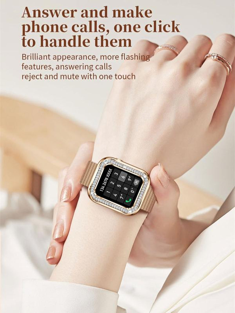 3-In-1 Gift Set 1.57 Inch Square Screen Multi-Functional Smart Watch - Touchscreen, Sleep Monitoring, Fitness Tracking, Wireless Charger, Wireless Call Answering, Music Control, Message Notification, Bracelet and Watch Band