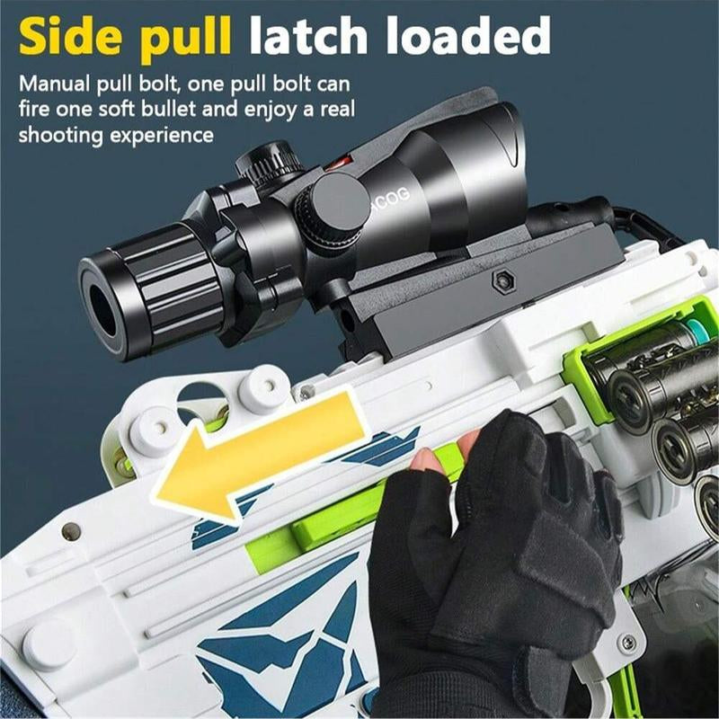 Lehui M249 Electric-Manual Dual Mode Soft Bullet Toy Foam Blaster, Rechargeable Chain Soft Bullet Blaster Launcher - for Outdoor Games & Toys Christmas Gifts, New Year Gifts