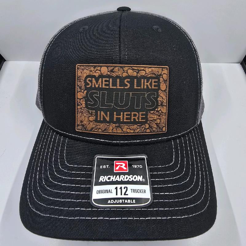 Smells like Sl*Ts in Here Hat, Richardson 112 Hat, Snapback, Trucker Hat, Leatherette Patch Hat