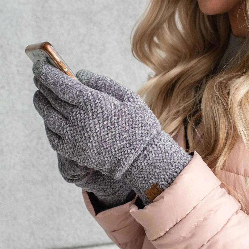 CC® Ultra-Soft Chenille Touchscreen Gloves - Stylish Winter Tech Gloves for Men & Women
