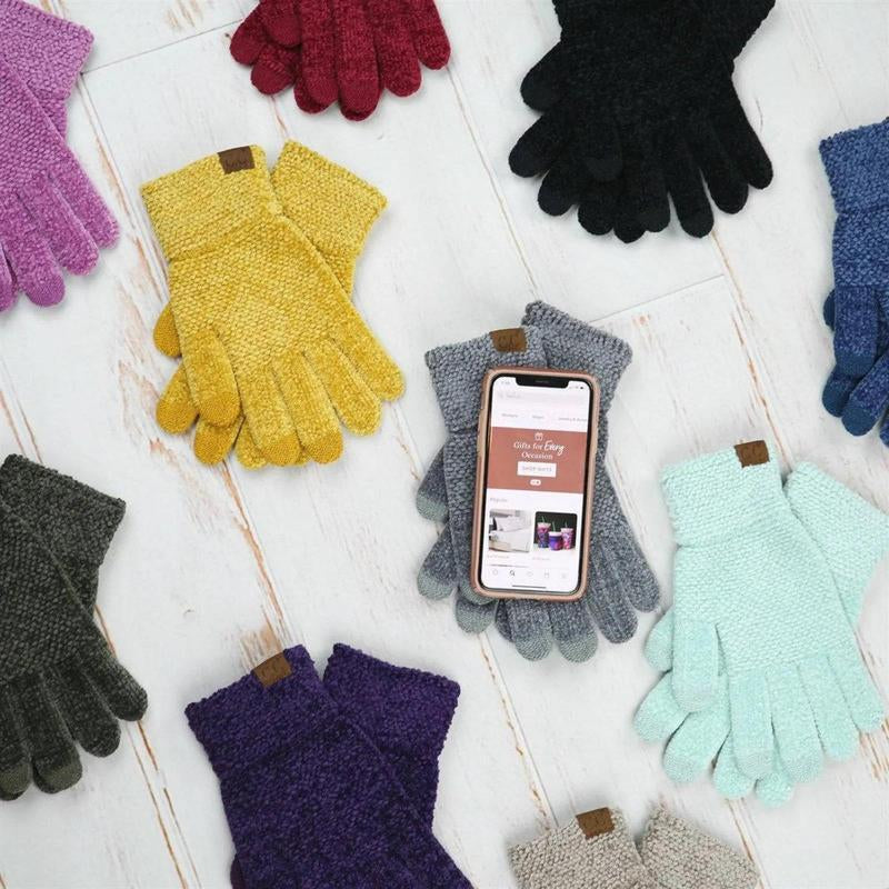 CC® Ultra-Soft Chenille Touchscreen Gloves - Stylish Winter Tech Gloves for Men & Women