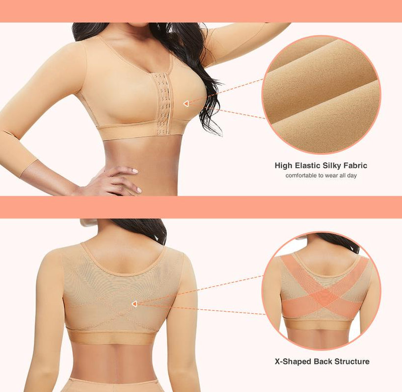 Upper Arm Shaping Sleeve Compression Tops for Women after Breast Surgery Push-Up Bra Shaping Cropped Tops, Body Shapers