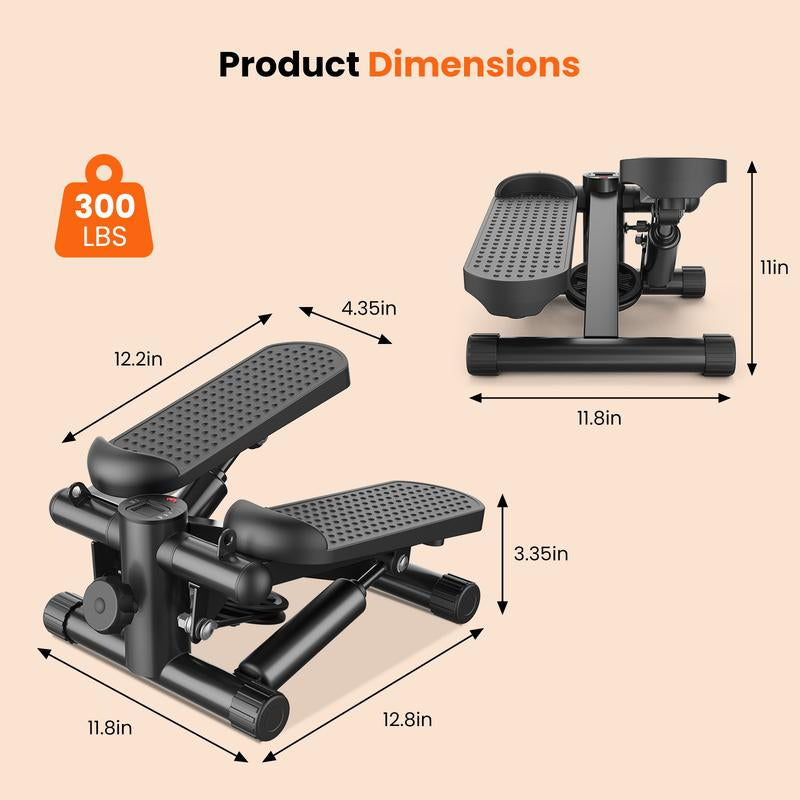 Steppers for Exercise at Home Workout Equipment, Mini Stepper Exercise Machine for Senior Citizens, Twist Stepper with Resistance Bands, Cardio Weight Loss Equipment Home Fitness