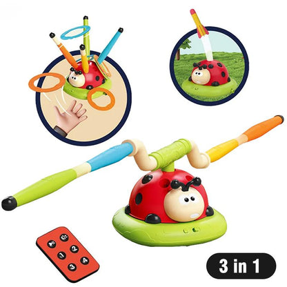 3 in 1 Musical Jump, Toss Ring Game and Stomping Launch Rocket Launcher for Kids Outdoor Toys with Remote Control, Indoor outside Toys for Ages 4-8 5-7 8-13 Gifts