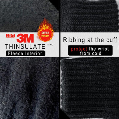 Evridwear Winter Warm Gloves for Men - Knitted Thermal Touchscreen Gloves with 3M Thinsulate Insulated Lining and Anti-Slip Grip