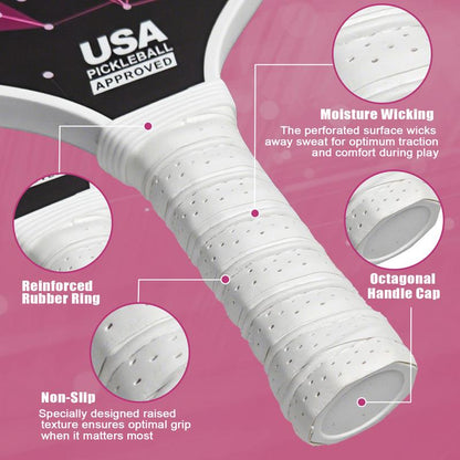 Pickleball Paddles, 2 Pickleball Paddles, USAPA Approved, Fiberglass, Carbon Fiber Pickleball Racket with 4 Indoor Outdoor Pickleball Balls and a Pickleball Bag, 4 Pieces of Pickleball Grip Tape, 2 Pieces of Sports Towels