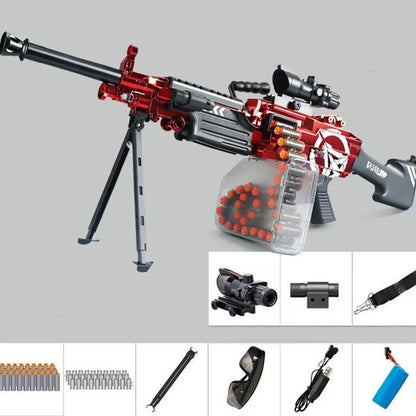 Lehui M249 Electric-Manual Dual Mode Soft Bullet Toy Foam Blaster, Rechargeable Chain Soft Bullet Blaster Launcher - for Outdoor Games & Toys Christmas Gifts, New Year Gifts