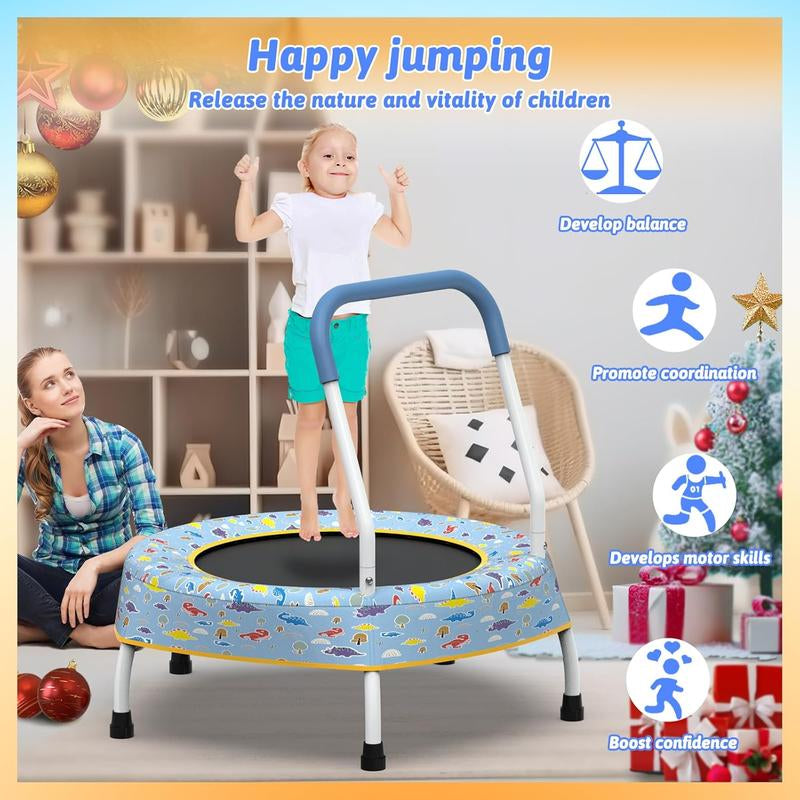 Mersco Mini Toddler Trampoline for Kids Ages 1+ Indoor & Outdoor Trampoline Small Children Trampolines Sports Equipment Gifts for Boys Girls Christmas Birthday Toys 28" Durable Design with Easy Grip Handle