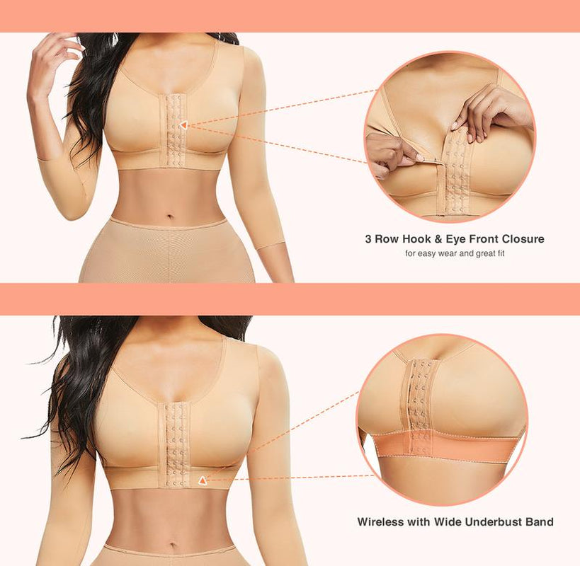 Upper Arm Shaping Sleeve Compression Tops for Women after Breast Surgery Push-Up Bra Shaping Cropped Tops, Body Shapers