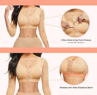 Upper Arm Shaping Sleeve Compression Tops for Women after Breast Surgery Push-Up Bra Shaping Cropped Tops, Body Shapers
