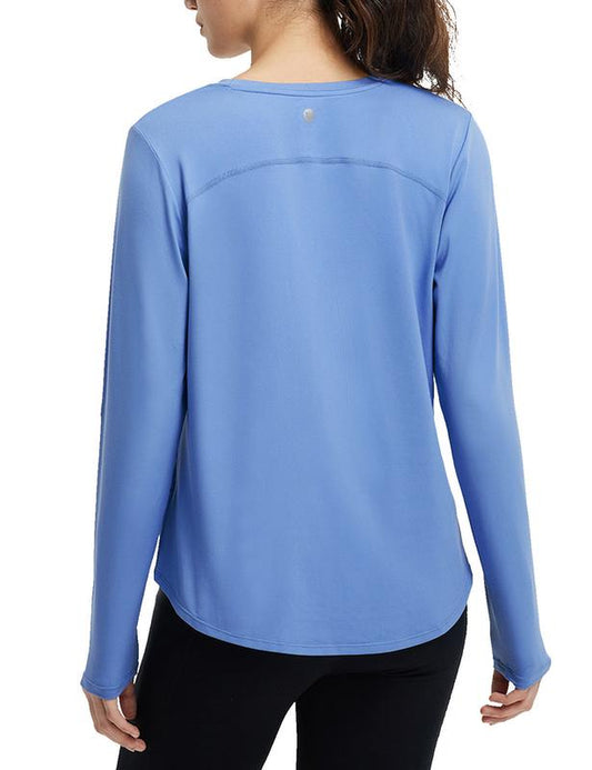 Baleaf Women'S Long Sleeve Basic Tee Lightweight Stretchy Casual Tops Lounge Home Street Workout Athletic Shirts Running Yoga Tops with Cross Hem Thumb Loop