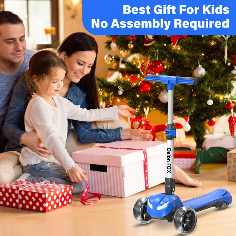 DXH Electric Scooter for Kids Ages 3-8,3 Wheel Electric Toddler Scooters with Flash Wheels, LED Screen, Thumb Throttle, 3 Adjustable Heights, 5MPH Speed, Foldable Kids Electric Scooters for Boys Girls