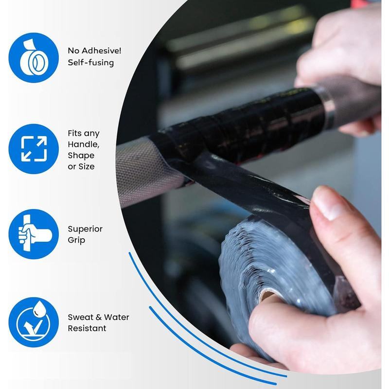 Core Prodigy Fusion Grip Tape - Silicone Rubber Wrap for Pull up Bars, Barbells, Dumbbells, Sports and Gym Equipment, and Tools