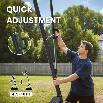 Seray Basketball Hoop Outdoor System with 44 Inch Shatterproof Backboard, 4.8FT-10FT Height Adjustable Pool Basketball Goal System for Youth/Teens/Adults Indoor Outdoor Portable Basketballhoop