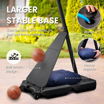 Seray Basketball Hoop Outdoor System with 44 Inch Shatterproof Backboard, 4.8FT-10FT Height Adjustable Pool Basketball Goal System for Youth/Teens/Adults Indoor Outdoor Portable Basketballhoop