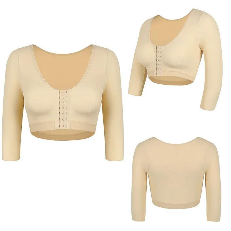 Upper Arm Shaping Sleeve Compression Tops for Women after Breast Surgery Push-Up Bra Shaping Cropped Tops, Body Shapers