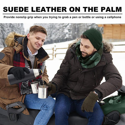 Evridwear Winter Warm Gloves for Men - Knitted Thermal Touchscreen Gloves with 3M Thinsulate Insulated Lining and Anti-Slip Grip