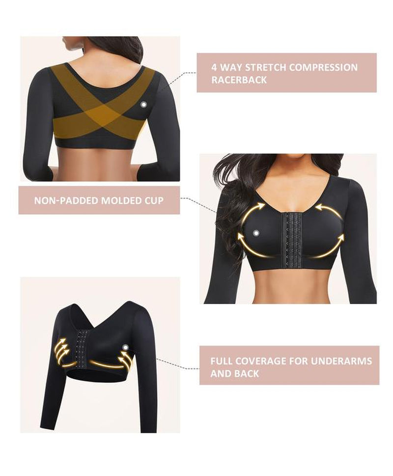 Upper Arm Shaping Sleeve Compression Tops for Women after Breast Surgery Push-Up Bra Shaping Cropped Tops, Body Shapers