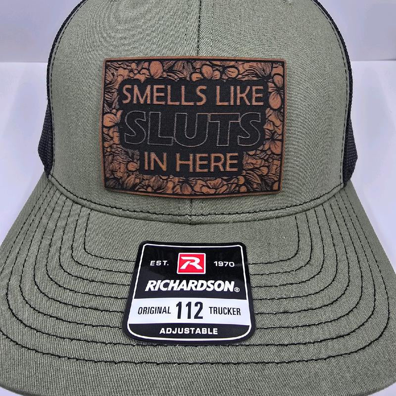 Smells like Sl*Ts in Here Hat, Richardson 112 Hat, Snapback, Trucker Hat, Leatherette Patch Hat