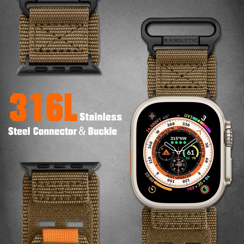 Compatible with Iwatch Ultra Band for Men Women, Wide Tactical Military Nylon Rugged Soft Sport Straps for Iwatch 49Mm(Ultra2),46Mm(Series 10),45Mm(9/8/7),44Mm(Se2/Se/6/5/4),42Mm(3/2/1)