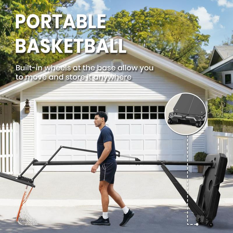 Seray Basketball Hoop Outdoor System with 44 Inch Shatterproof Backboard, 4.8FT-10FT Height Adjustable Pool Basketball Goal System for Youth/Teens/Adults Indoor Outdoor Portable Basketballhoop