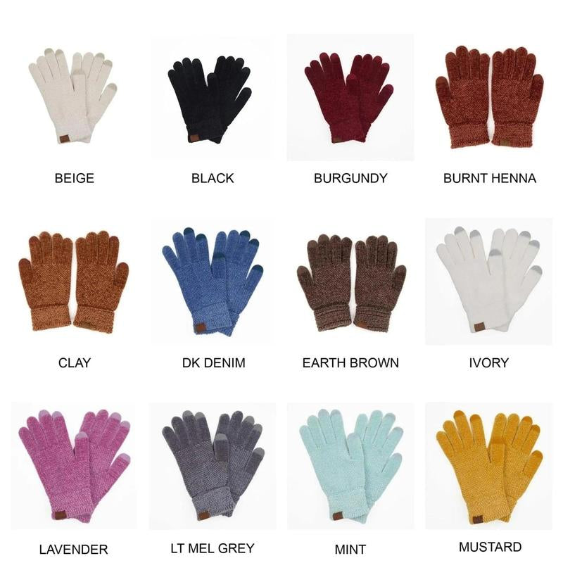 CC® Ultra-Soft Chenille Touchscreen Gloves - Stylish Winter Tech Gloves for Men & Women