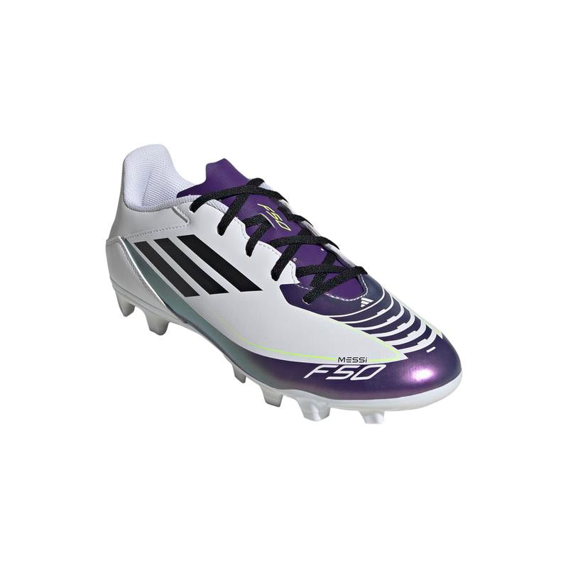 Adidas Mens F50 Club Messi Flexible-Ground Soccer Cleats - Purple, White