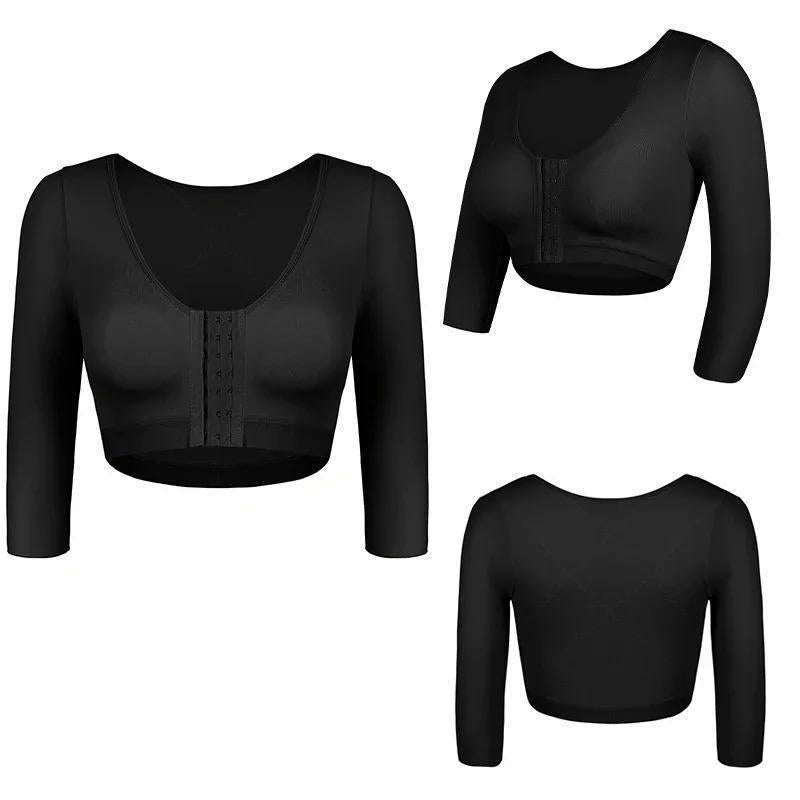 Upper Arm Shaping Sleeve Compression Tops for Women after Breast Surgery Push-Up Bra Shaping Cropped Tops, Body Shapers
