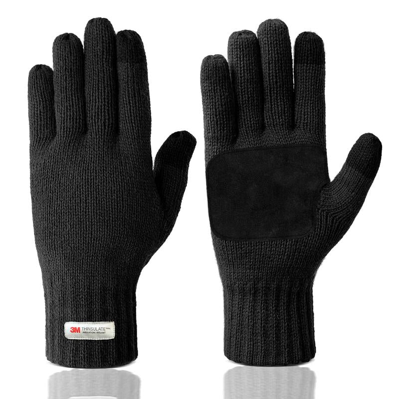 Evridwear Winter Warm Gloves for Men - Knitted Thermal Touchscreen Gloves with 3M Thinsulate Insulated Lining and Anti-Slip Grip