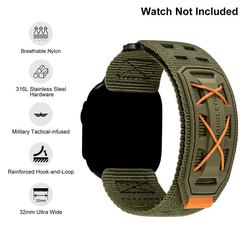Compatible with Iwatch Ultra Band for Men Women, Wide Tactical Military Nylon Rugged Soft Sport Straps for Iwatch 49Mm(Ultra2),46Mm(Series 10),45Mm(9/8/7),44Mm(Se2/Se/6/5/4),42Mm(3/2/1)