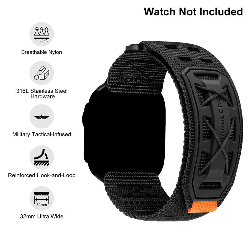 Compatible with Iwatch Ultra Band for Men Women, Wide Tactical Military Nylon Rugged Soft Sport Straps for Iwatch 49Mm(Ultra2),46Mm(Series 10),45Mm(9/8/7),44Mm(Se2/Se/6/5/4),42Mm(3/2/1)