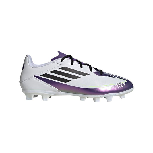 Adidas Mens F50 Club Messi Flexible-Ground Soccer Cleats - Purple, White