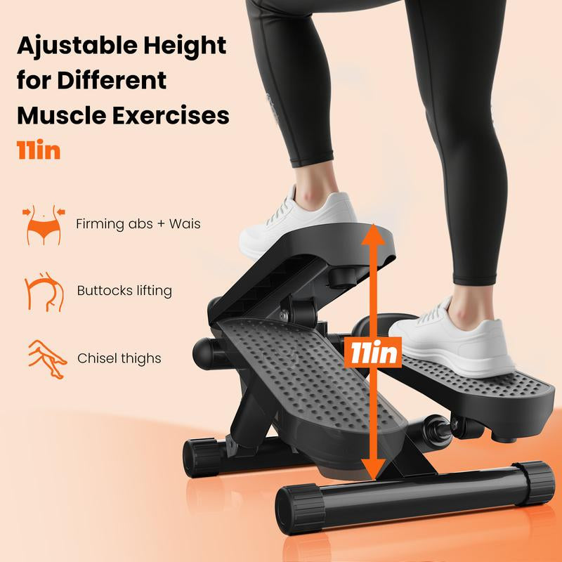Steppers for Exercise at Home Workout Equipment, Mini Stepper Exercise Machine for Senior Citizens, Twist Stepper with Resistance Bands, Cardio Weight Loss Equipment Home Fitness