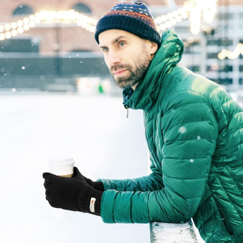 Evridwear Winter Warm Gloves for Men - Knitted Thermal Touchscreen Gloves with 3M Thinsulate Insulated Lining and Anti-Slip Grip