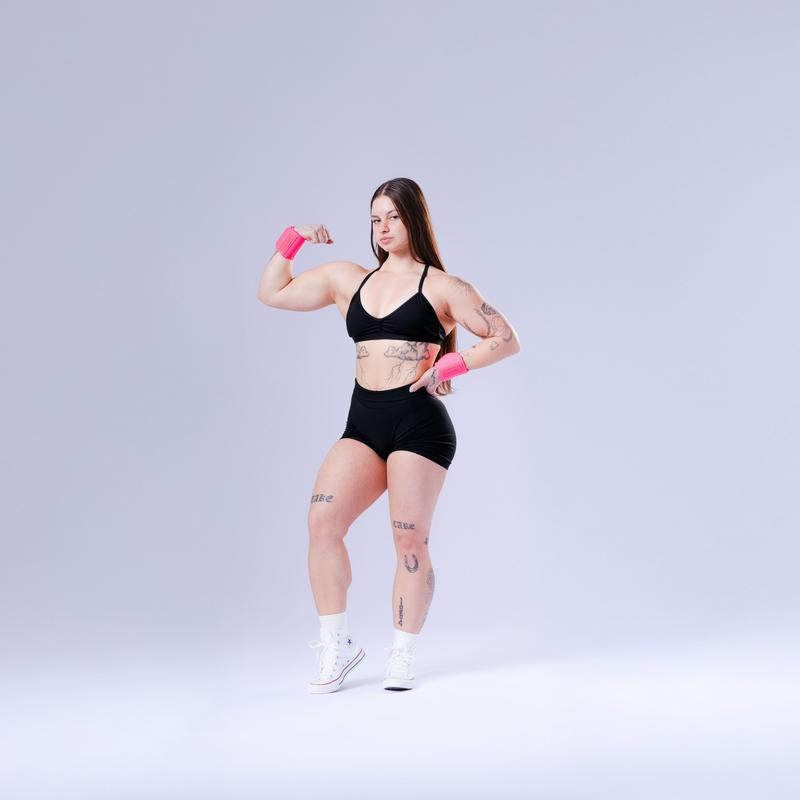 UPPPER Wrist Wraps Neon Pink 2.0 - 19" Wrist Support for Powerlifting and Gym Workouts, Hook-And-Loop Closure, Thumb Loop