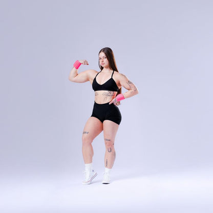 UPPPER Wrist Wraps Neon Pink 2.0 - 19" Wrist Support for Powerlifting and Gym Workouts, Hook-And-Loop Closure, Thumb Loop