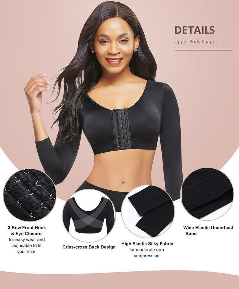 Upper Arm Shaping Sleeve Compression Tops for Women after Breast Surgery Push-Up Bra Shaping Cropped Tops, Body Shapers