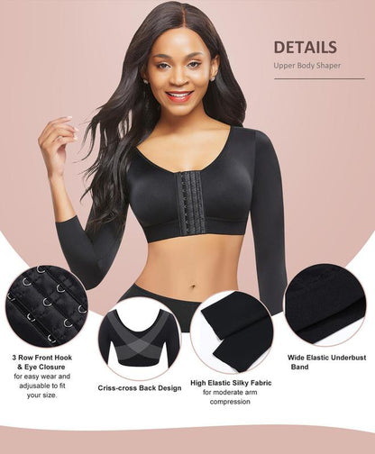 Upper Arm Shaping Sleeve Compression Tops for Women after Breast Surgery Push-Up Bra Shaping Cropped Tops, Body Shapers