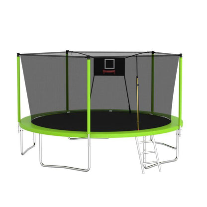 Mersco 14Ft Outdoor Trampoline for Kids and Adults, Backyard Trampoline with Basketball Hoop and Enclosure Net and Ladder,Easy Assemble,Recreational Trampoline for Kids and Adults, Quick Connect Frame,Loading 1320 Lbs, Blue
