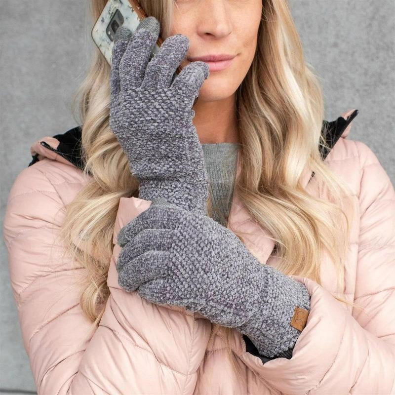 CC® Ultra-Soft Chenille Touchscreen Gloves - Stylish Winter Tech Gloves for Men & Women