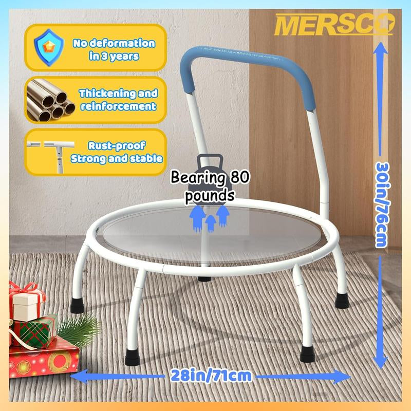 Mersco Mini Toddler Trampoline for Kids Ages 1+ Indoor & Outdoor Trampoline Small Children Trampolines Sports Equipment Gifts for Boys Girls Christmas Birthday Toys 28" Durable Design with Easy Grip Handle