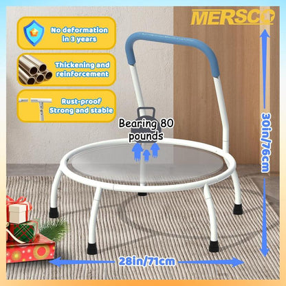 Mersco Mini Toddler Trampoline for Kids Ages 1+ Indoor & Outdoor Trampoline Small Children Trampolines Sports Equipment Gifts for Boys Girls Christmas Birthday Toys 28" Durable Design with Easy Grip Handle