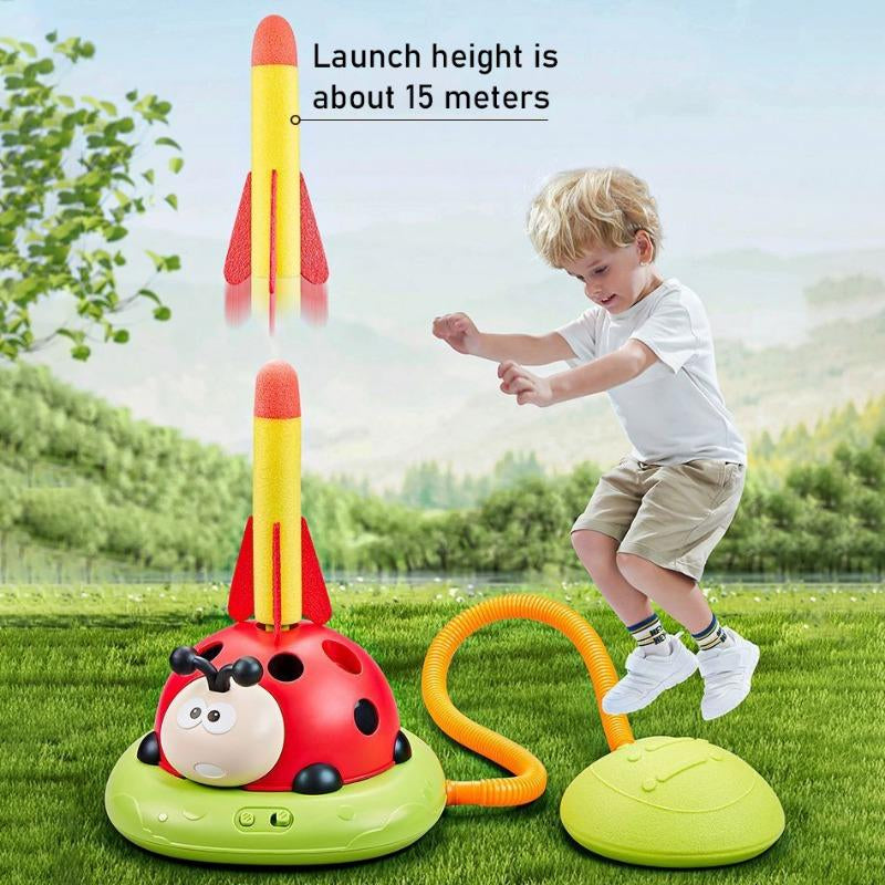 3 in 1 Musical Jump, Toss Ring Game and Stomping Launch Rocket Launcher for Kids Outdoor Toys with Remote Control, Indoor outside Toys for Ages 4-8 5-7 8-13 Gifts