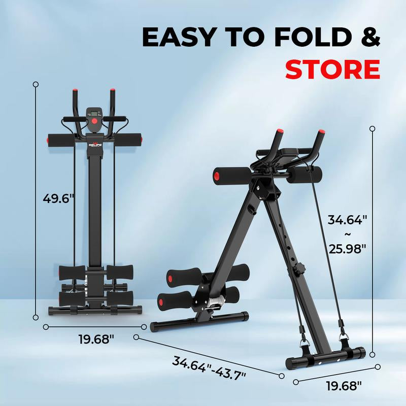 RELIFE REBUILD YOUR LIFE Adjustable Ab Machine, Foldable Ab Workout Equipment for Abs, Waist, Arms & Legs | Home Gym Beginner-Friendly Waist Trainer