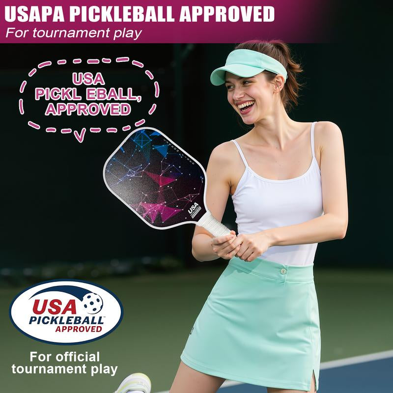 Pickleball Paddles, 2 Pickleball Paddles, USAPA Approved, Fiberglass, Carbon Fiber Pickleball Racket with 4 Indoor Outdoor Pickleball Balls and a Pickleball Bag, 4 Pieces of Pickleball Grip Tape, 2 Pieces of Sports Towels