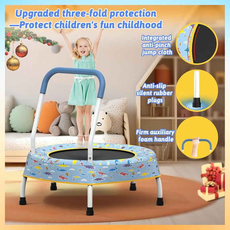 Mersco Mini Toddler Trampoline for Kids Ages 1+ Indoor & Outdoor Trampoline Small Children Trampolines Sports Equipment Gifts for Boys Girls Christmas Birthday Toys 28" Durable Design with Easy Grip Handle