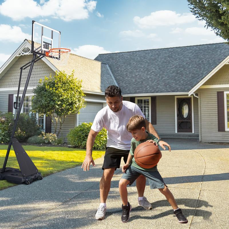 Seray Basketball Hoop Outdoor System with 44 Inch Shatterproof Backboard, 4.8FT-10FT Height Adjustable Pool Basketball Goal System for Youth/Teens/Adults Indoor Outdoor Portable Basketballhoop