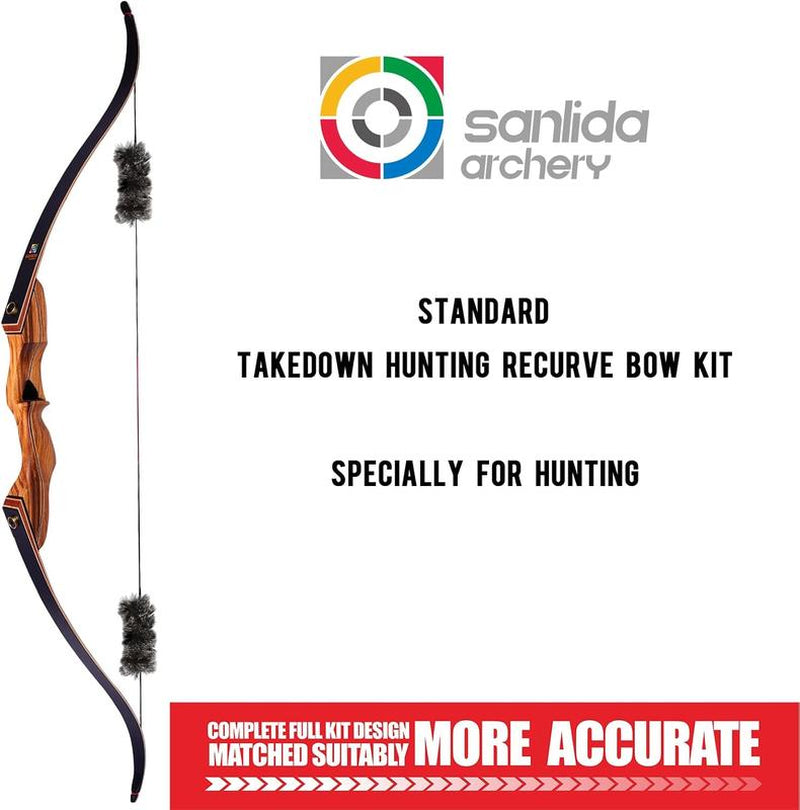 Sanlida Eagle X9 New 58" RTH Standard Recurve Bow and Arrow Set for Adults and Hunters, Wooden Takedown Recurve Bow Package for Outdoor and Practice 25-60 Lbs