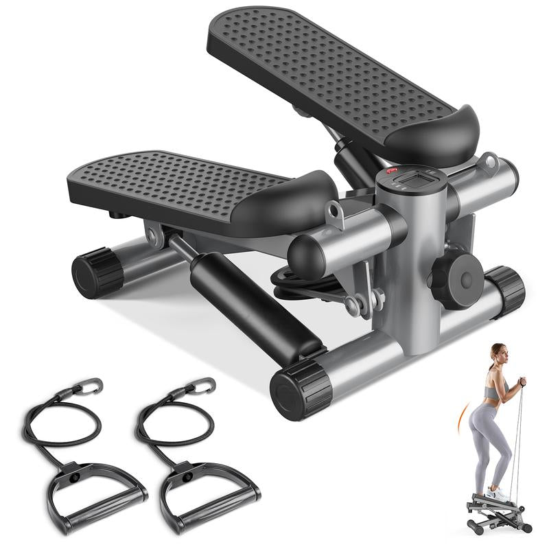 Steppers for Exercise at Home Workout Equipment, Mini Stepper Exercise Machine for Senior Citizens, Twist Stepper with Resistance Bands, Cardio Weight Loss Equipment Home Fitness